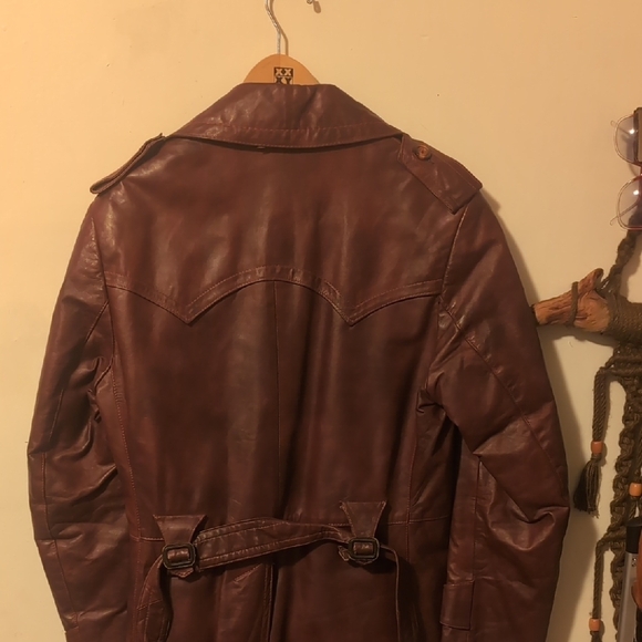 Men's Brown Vintage Leather Trench Coat By Victoria Leather - Picture 11 of 14